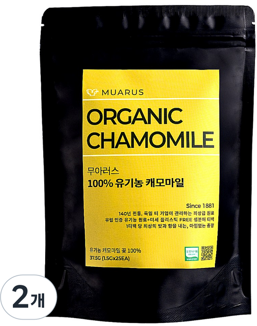 [25년 햇차] 독일 티 전문기업이 생산 관리한 유럽 인증 유기농 캐모마일 무아러스, 1.5g, 2개, 25개입