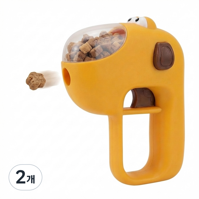 강아지/고양이 공용-동결건조 간식 발사기 누식기-훈련+지루함해소+슬로우피딩, 2개, 오렌지, 80ml