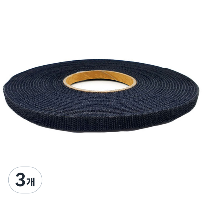 폭 1cm 국산 잘라쓰는 전선정리 암수한몸 양면벨크로타이 검정색 일반형, 10미터 1롤, 3개