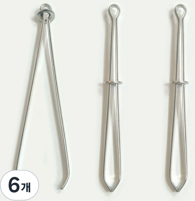 바지 고무줄끼우개 후드끈 허리끈 고무밴드끼우기, 6개, 실버색상