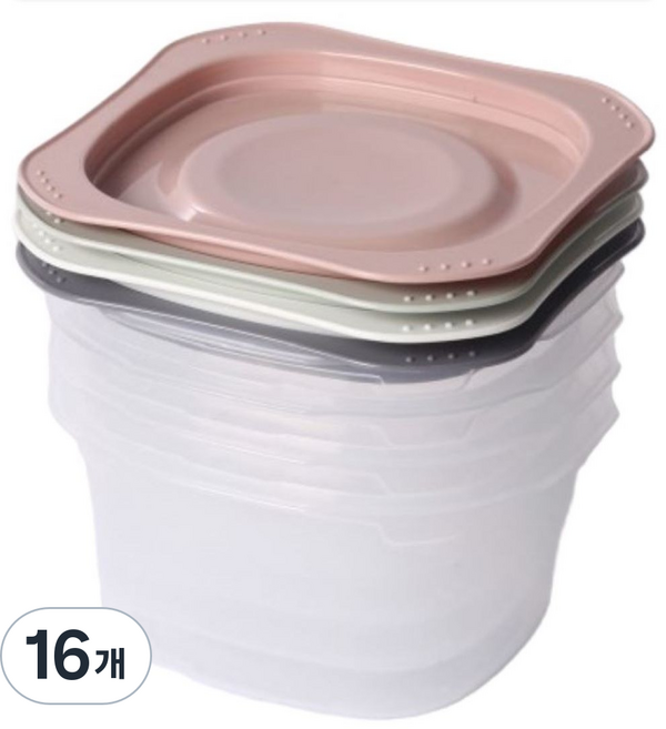 국내생산 전자렌지용 밀폐용기 300ml 반찬통 냉동밥 보관용기, 16개, 혼합