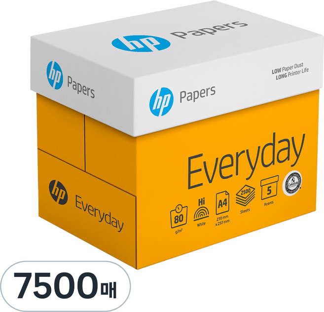 HP 에브리데이 복사용지 A4용지, A4, 7500매