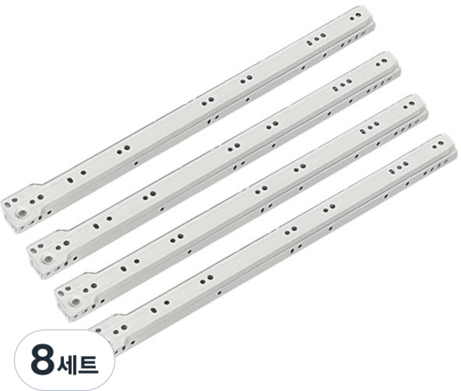 철레일 백색레일 서랍레일, 철레일450mm, 8개