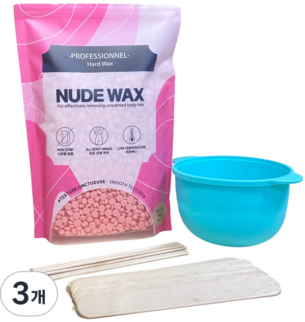 누드왁스 핑크 왁싱키트 제모 왁스 대용량, 460g, 3개