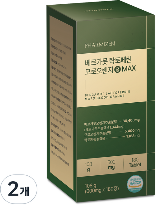 파미젠 베르가못 락토페린 모로오렌지 정 MAX, 2개, 180정