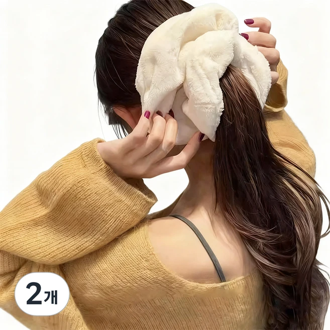 퀵 드라이 헤어캡 헤어타올 헤어드라이타올, 베이지, 2개 - 쿠팡