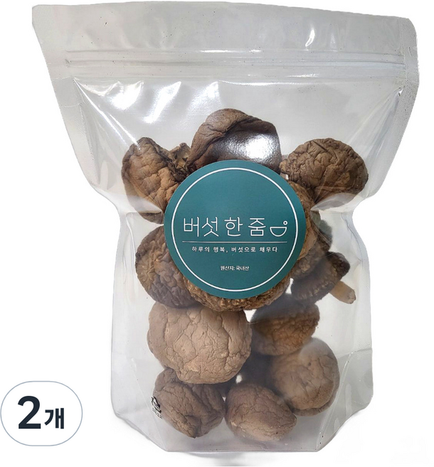 [버섯한줌] 산채인 국내산100% 무농약 건조표고버섯 통, 2개, 100g