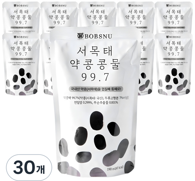 [TV속 그제품] 서울대 밥스누 서목태 약콩 콩물 99.7 동상이몽 김지영 국내산 약콩두유 김성령 검은콩두유 콩국수 명절선물, 190ml, 30개