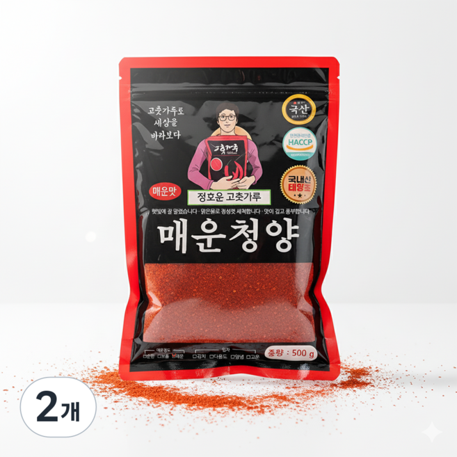 국산 100% 청양고춧가루 김치용 매운맛, 500g, 2개