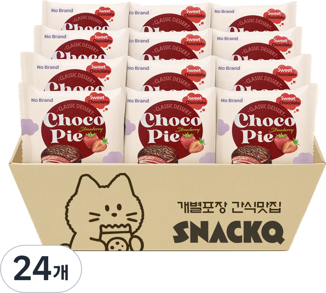 노브랜드 과자, 24개, 초코파이(딸기맛)