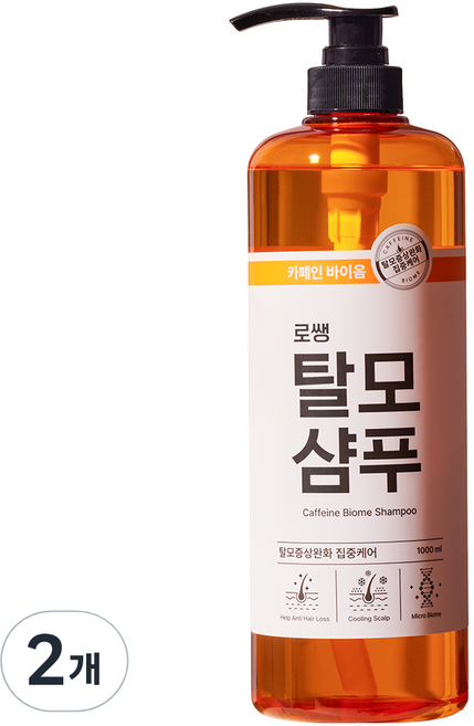 로쌩 카페인 마이크로바이옴 탈모 샴푸, 1L, 2개
