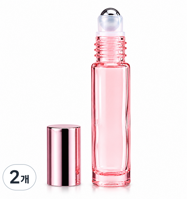 아로마휴대용 공병 여행용향수공병 롤링 컬러 유리 롤온 공병 투명 로즈, 2개, 10ml