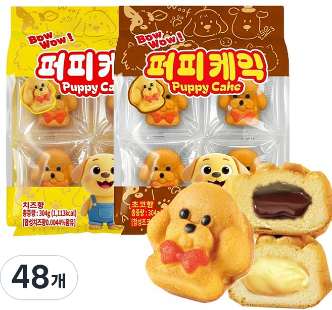 퍼피케잌 초코향 38gX8 +치즈향 38gX8, 48개, 38g