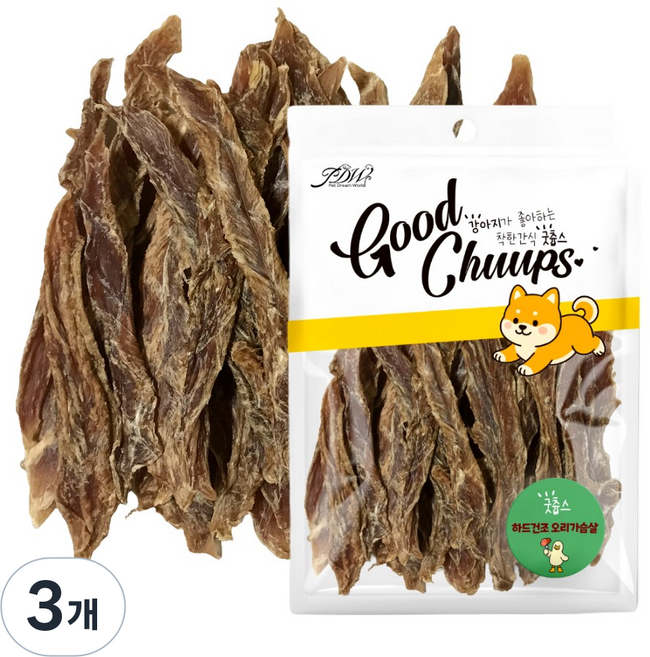 굿츕스 하드건조 오리고기 가슴살 강아지간식 강아지다이어트간식 강아지화식, 3개, 160g, 오리