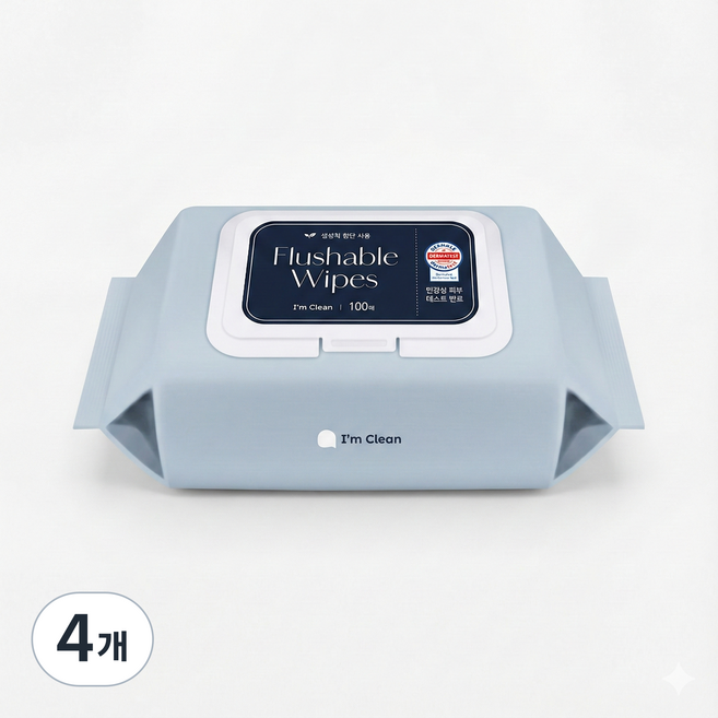 아임클린 비데물티슈 캡형 무향, 60g, 100매, 4개
