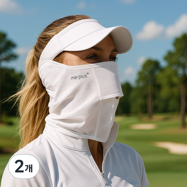 귀덮는 자외선 차단 골프 마스크 얼굴햇빛가리개, 2개, 화이트