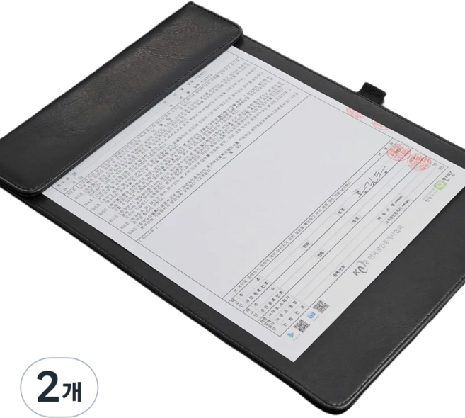 아이템즈온 부동산 도장받침대 계약서 받침대 가죽 자석식 깔판 A4, 2개, 블랙