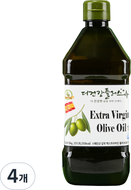 더건강플러스 1L 스페인산 엑스트라버진 올리브오일 산도0.3 저온압착, 4개