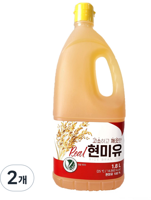 리얼 현미유 HACCP인증 국내제조 미강유 식용유, 2개, 1.8L