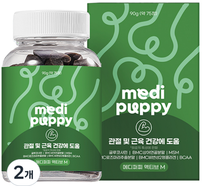 메디퍼피 리포좀 관절 근육 강화 영양제 강아지 글루코사민 노령견 노견 슬개골 다리떨림, 2개, 90g