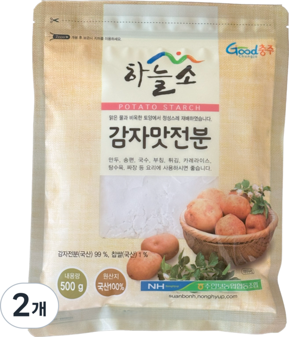 [농협] 수안보농협 100% 국산 감자전분, 2개, 500g