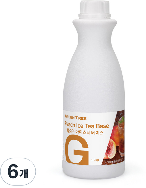 그린트리 복숭아 아이스티 베이스-1.2kg, 1.2kg, 6개