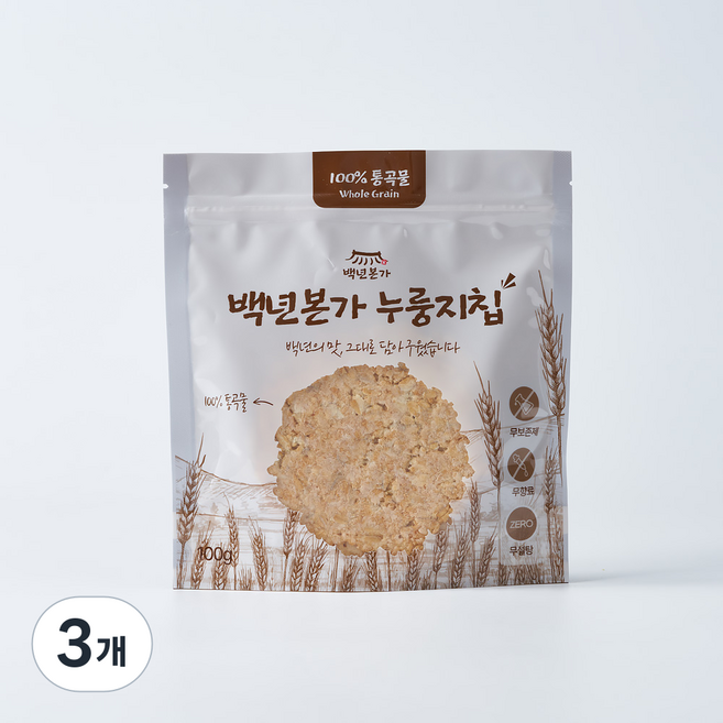 백년본가 국내산 1mm 햇쌀 건강간식 현미 병아리콩 누룽지칩, 100g, 3개