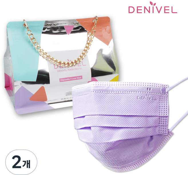 데니벨 파스텔 컬러 마스크 라벤더 대형 KF-AD, 30개입, 2개, 퍼플
