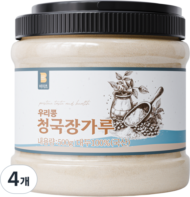 국산 100% 비이츠 우리콩 청국장가루, 4개, 500g