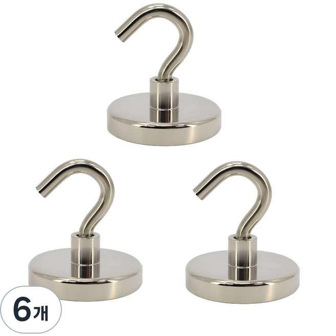 마니코 초강력 네오디움 후크 자석 40mm 고리형 자석 걸이, 6개