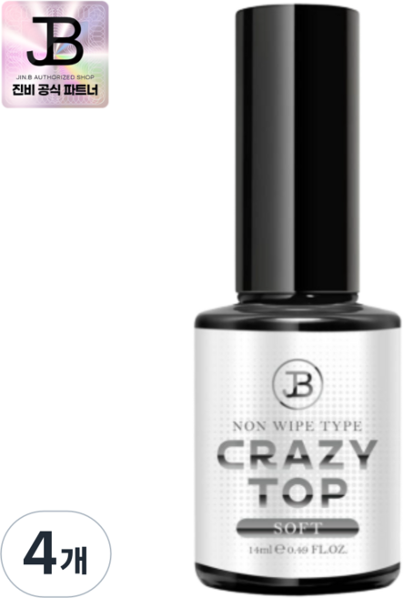 TIARA 논와이프 크레이지 오버레이 탑젤, 소프트, 14ml, 4개