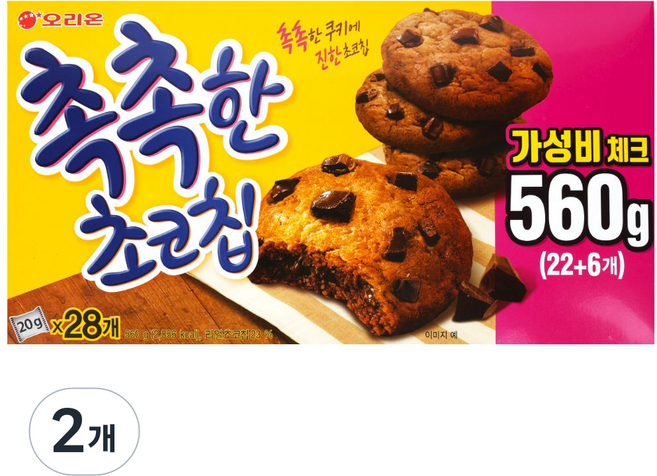 오리온 촉촉한 초코칩, 560g, 2개