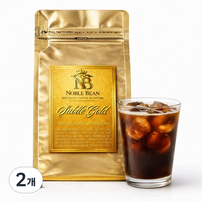 노블빈 산미없는 다크 블렌드 원두 커피, 2개, 1kg, 홀빈(분쇄안함)