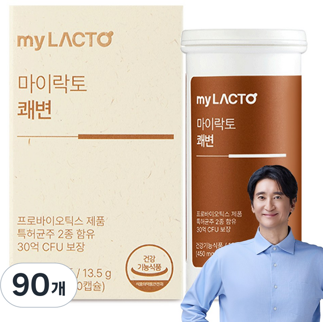 마이락토 쾌변 장건강 특허 프리미엄 유산균 캡슐형, 90개, 450mg