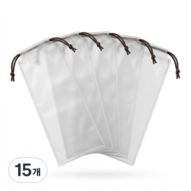 3단 우산 방수 파우치, 15개, 반투명