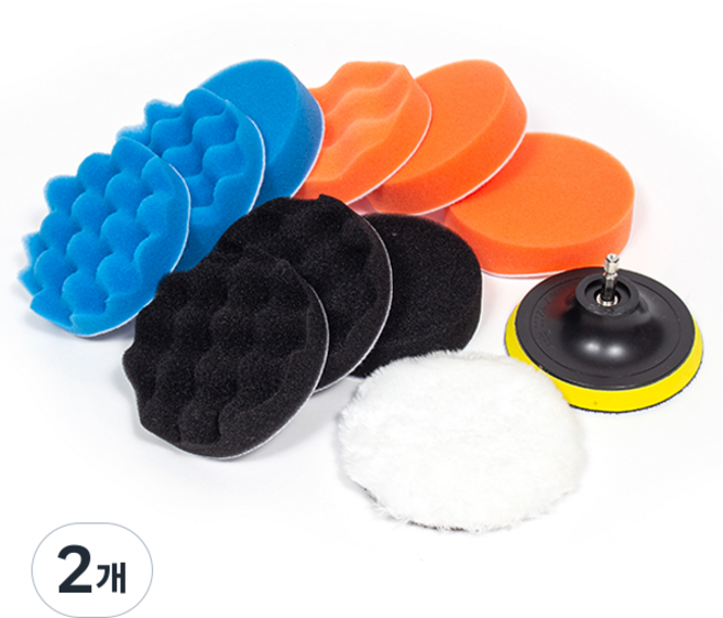 ZIO-BIZ 자동차 광택패드 4인치 12종세트 / 자동차 차량용 광택패드 폴리싱패드 백업패드 유막제거 스크레치제거 기스제거 광택기 컴파운드 전동드릴 드릴용 광택패드, 2개, 혼합색상