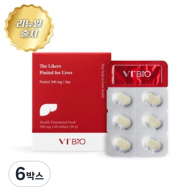 더라이커스 피니톨 포 리버 간 영양제, 60정, 6개 - 쿠팡