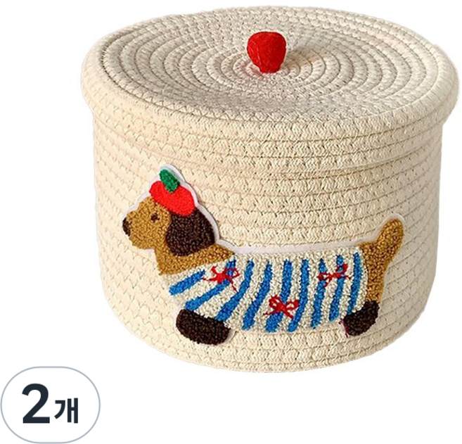 웜모먼트 대용량 커버 먼지 수납통 가정용 귀여운 강아지 잡화 수납함, 2개, 화이트 A