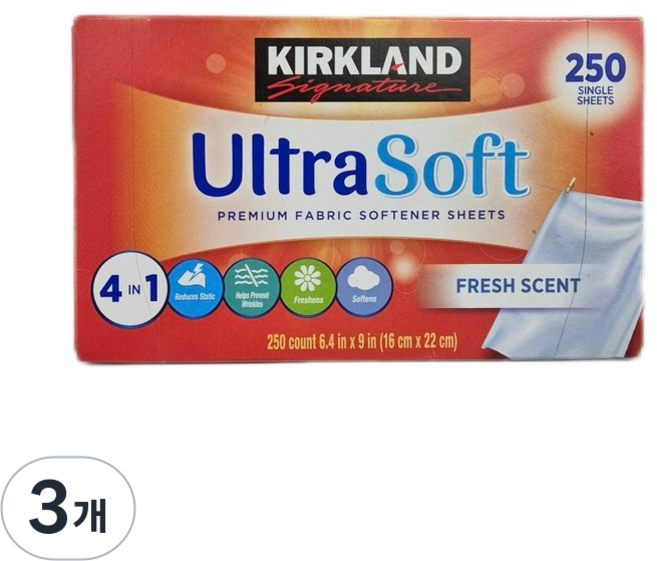 커클랜드시그니춰 드라이시트 시트형 섬유유연제 본품, 3개