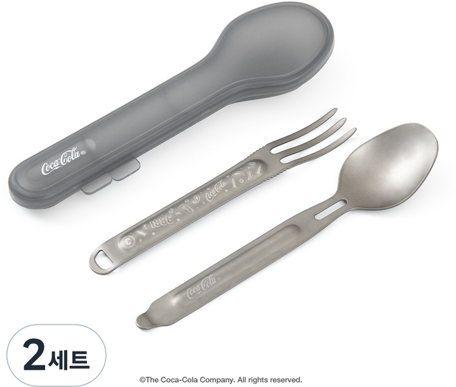 코카콜라 캠핑 커틀러리 세트 스푼 포크 세트, 2세트, 실버