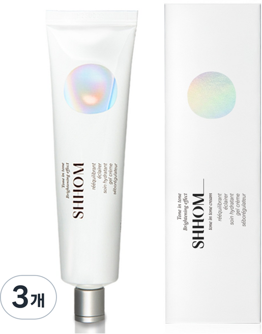 숌 내추럴톤업 톤인톤 크림 (광채개선/모공커버/잡티커버), 누드화이트, 65ml, 3개