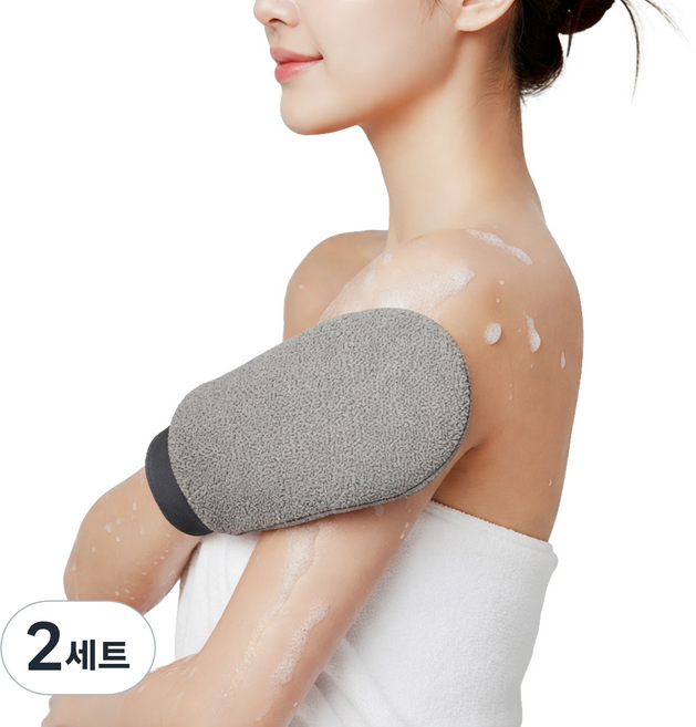 스탠다드엔 2세대 때밀이 타올 때타올 샤워타올, 2세트, 2개입, 하드(시원한 전문가용), 그레이