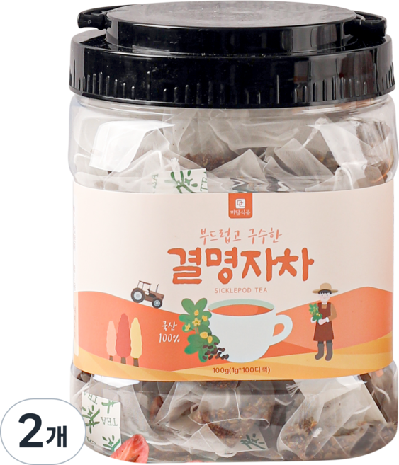 미세플라스틱 없는 생분해필터 미담식품 결명자차 삼각티백, 2개, 100개입, 1g