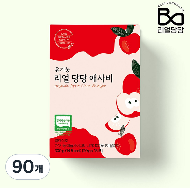 이탈리아 유기농 발효식초 리얼 당당 애사비 스틱, 90개, 20g