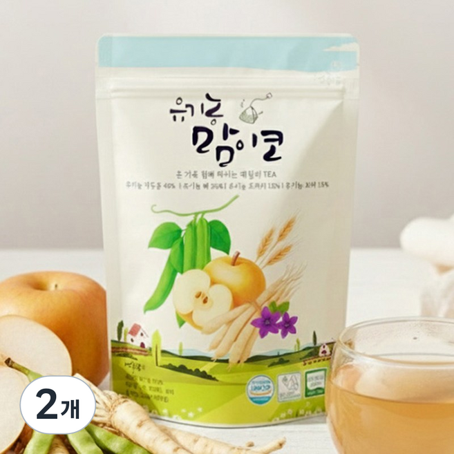 먹놀잼 유기농 100% 맘이코 작두콩 배도라지 차 티백, 2개, 20개입, 1.5g