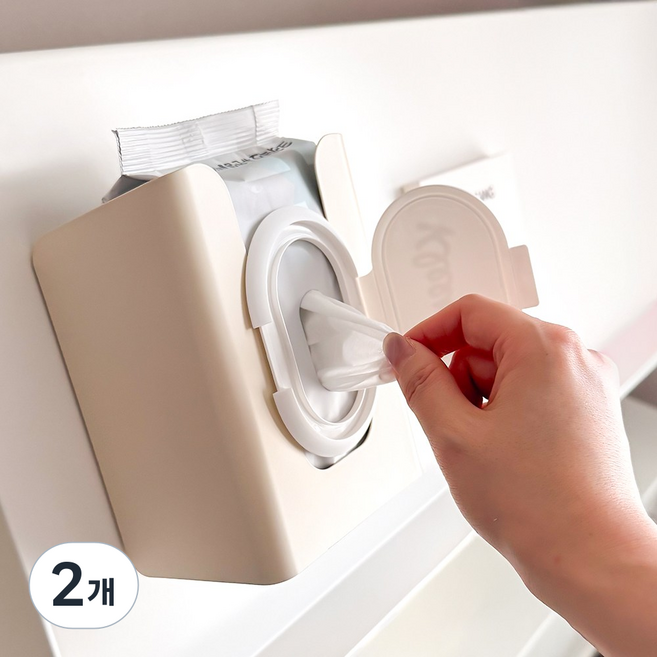 메종드아야 강력 자석 메탈 물티슈 케이스, 2개, 아이보리