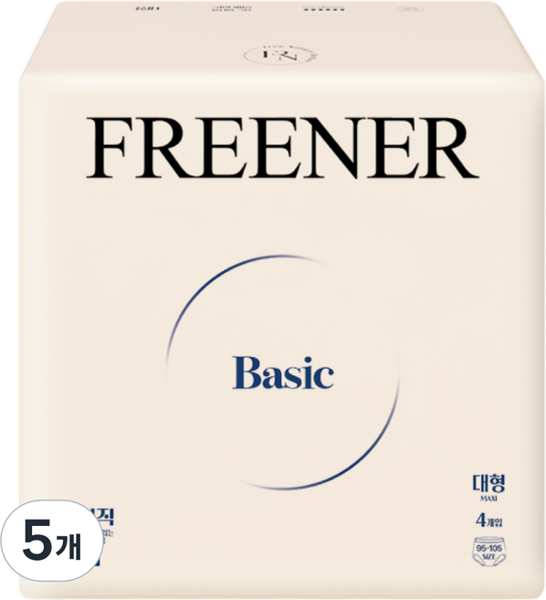 프리너 베이직 입는 오버나이트 (팬티형) 유기농 생리대, 대형, 4개입, 5개