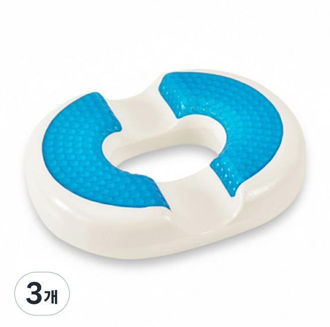 [쿨링] 볼라비 메모리폼 도넛방석 기능성 쿨 젤리 방석 도너츠 치질 임산부 산모 회음부 꼬리뼈, 3개, 그레이