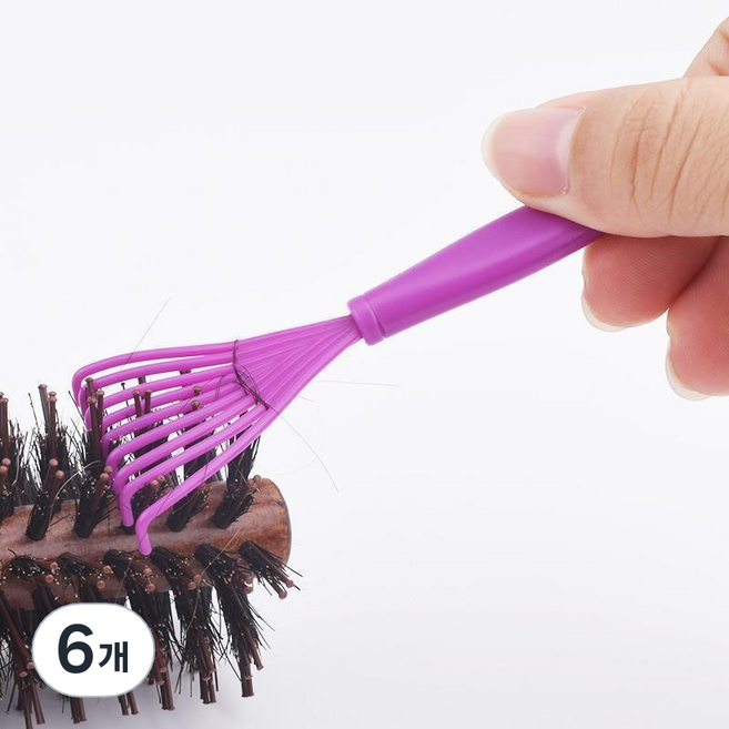 롤링페이퍼 빗 머리카락 제거기 브러쉬클리너 두피효자손, 6개, 퍼플