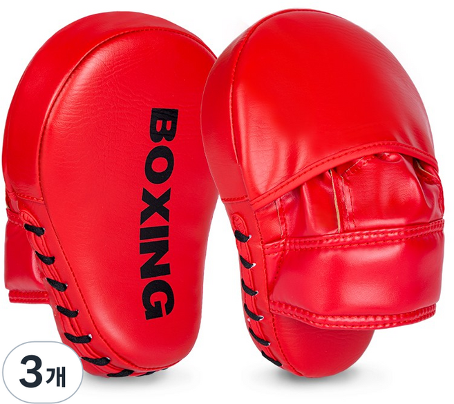GINGPAI 깅파이 복싱 손 미트 핸드패드 격투기 트레이닝 코치 손미트 BOXSB, 3개, 레드
